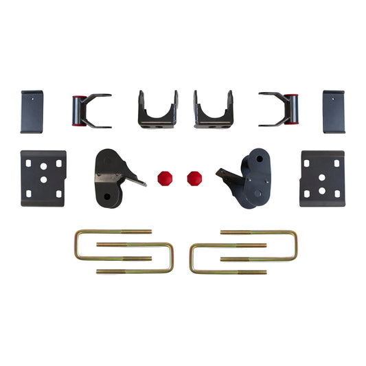 2015-2026 Ford F-150 axle relocation lowering kit | MaxTrac F-150 flip kit with hangers and shackles | Ford F-150 rear lowering kit with spring plates and bump stops | MaxTrac 303230 steel rear suspension flip components