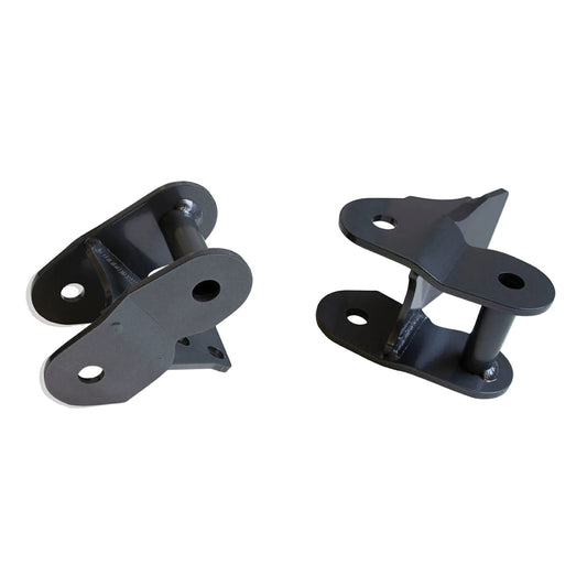 2015-2026 F-150 2WD 4WD flip kit hangers | MaxTrac front leaf spring lift hanger pair | Ford F-150 steel rear suspension brackets | MaxTrac 3032RH USA made grey powder coated hangers