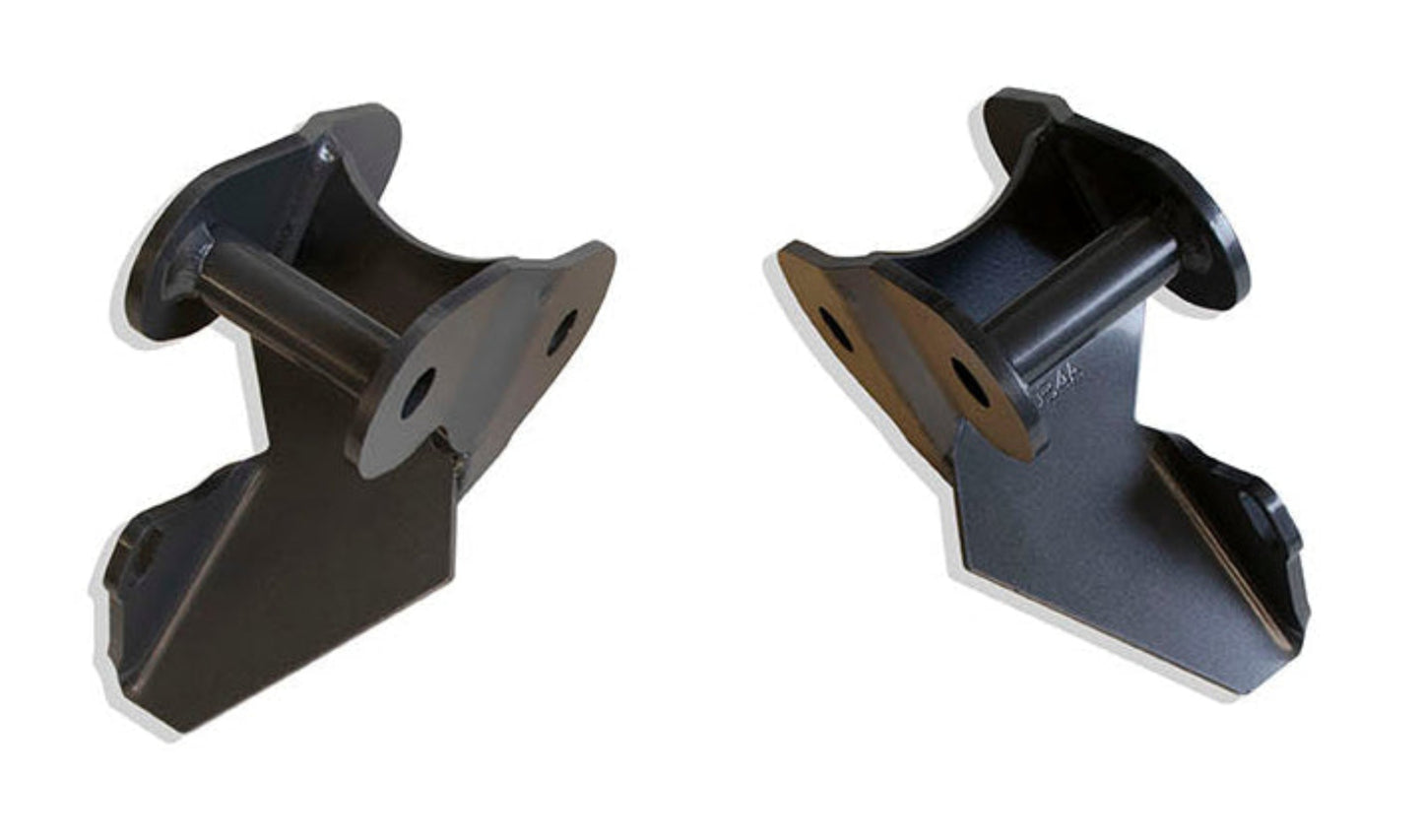 2009-2014 Ford F-150 2WD 4WD flip kit hangers | MaxTrac front leaf spring hanger pair | F-150 USA made steel rear suspension brackets | MaxTrac 3034RH grey powder coated lift hangers