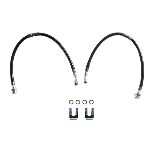 2015-2022 Chevy Colorado GMC Canyon 2WD stainless braided brake hoses | MaxTrac 18 inch front brake lines for lift spindles | DOT compliant Colorado Canyon extended brake line pair | MaxTrac five layer stainless braided front brake hoses