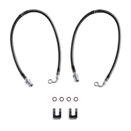 2007-2018 GM 1500 2WD stainless braided brake hoses | MaxTrac 24.5 inch front brake lines for lift spindles | DOT compliant Silverado Sierra extended brake line pair | MaxTrac five layer stainless braided GM 1500 brake hoses