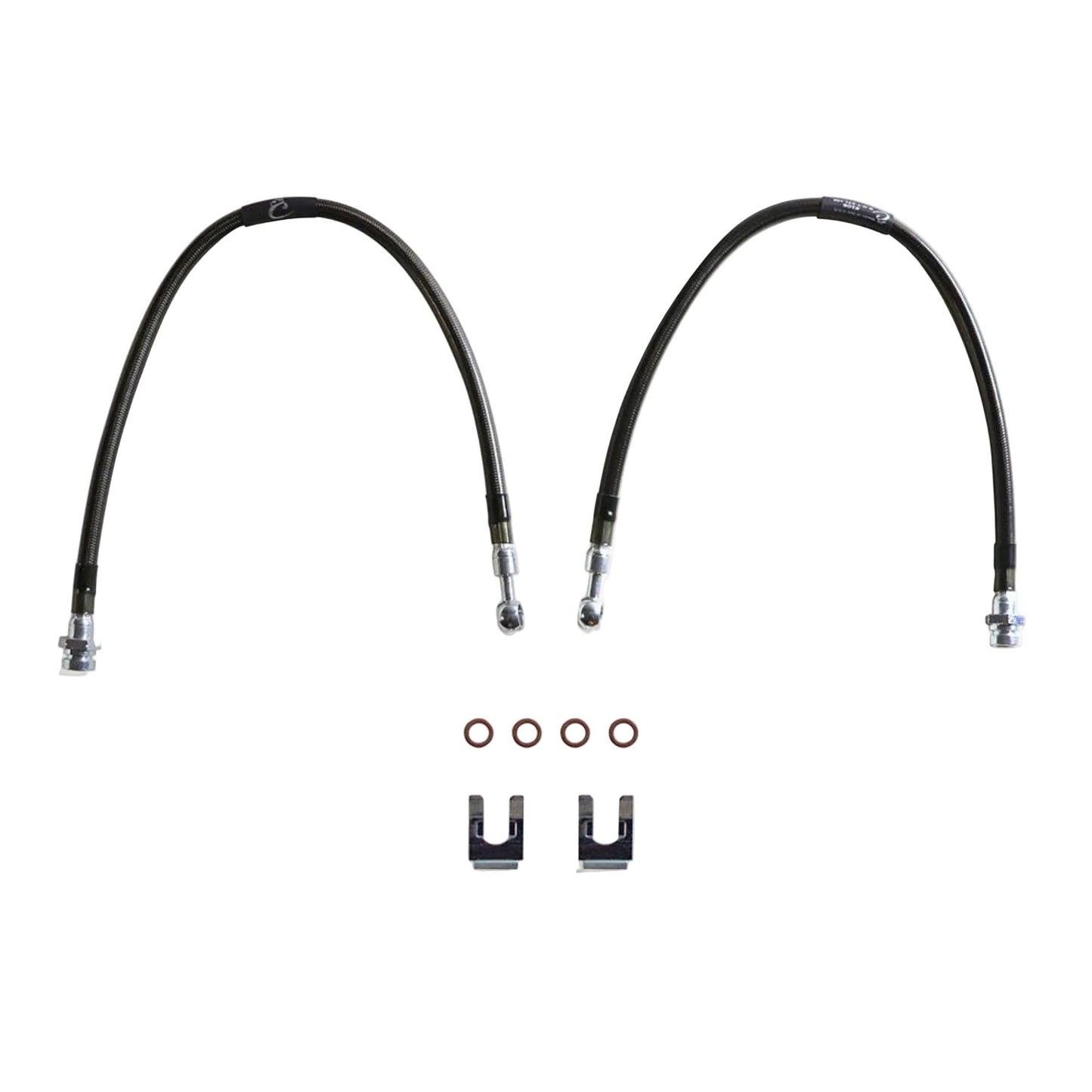 2006-2024 Ram 1500 5-lug 2WD stainless braided brake hoses | MaxTrac 20 inch front brake lines for lift spindles | DOT compliant Ram 1500 extended brake line pair | MaxTrac five layer stainless braided front brake hoses