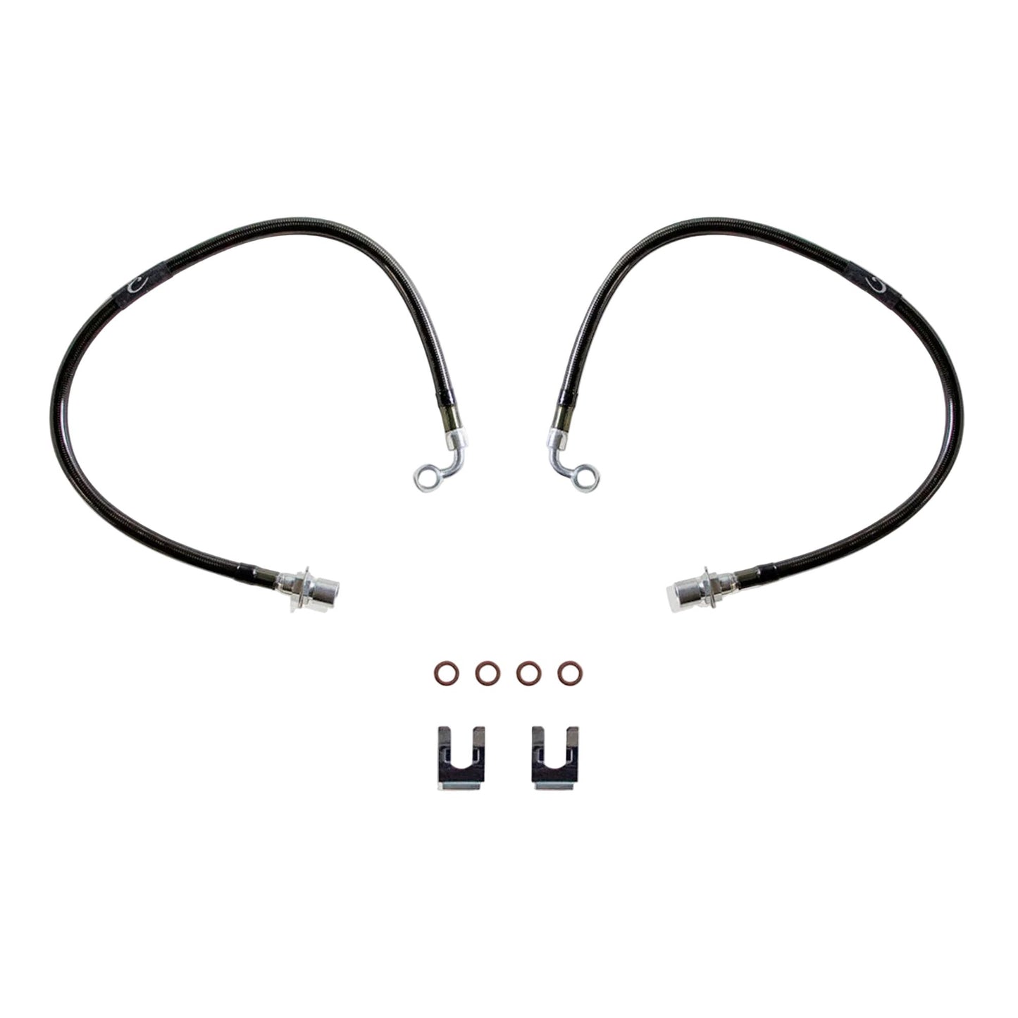 2003-2008 Ram 2500 3500 2WD stainless braided brake hoses | Ram 1500 Mega Cab MaxTrac 23.5 inch extended brake lines | DOT compliant front brake hoses for MaxTrac lift spindles | MaxTrac five layer stainless braided Ram brake lines