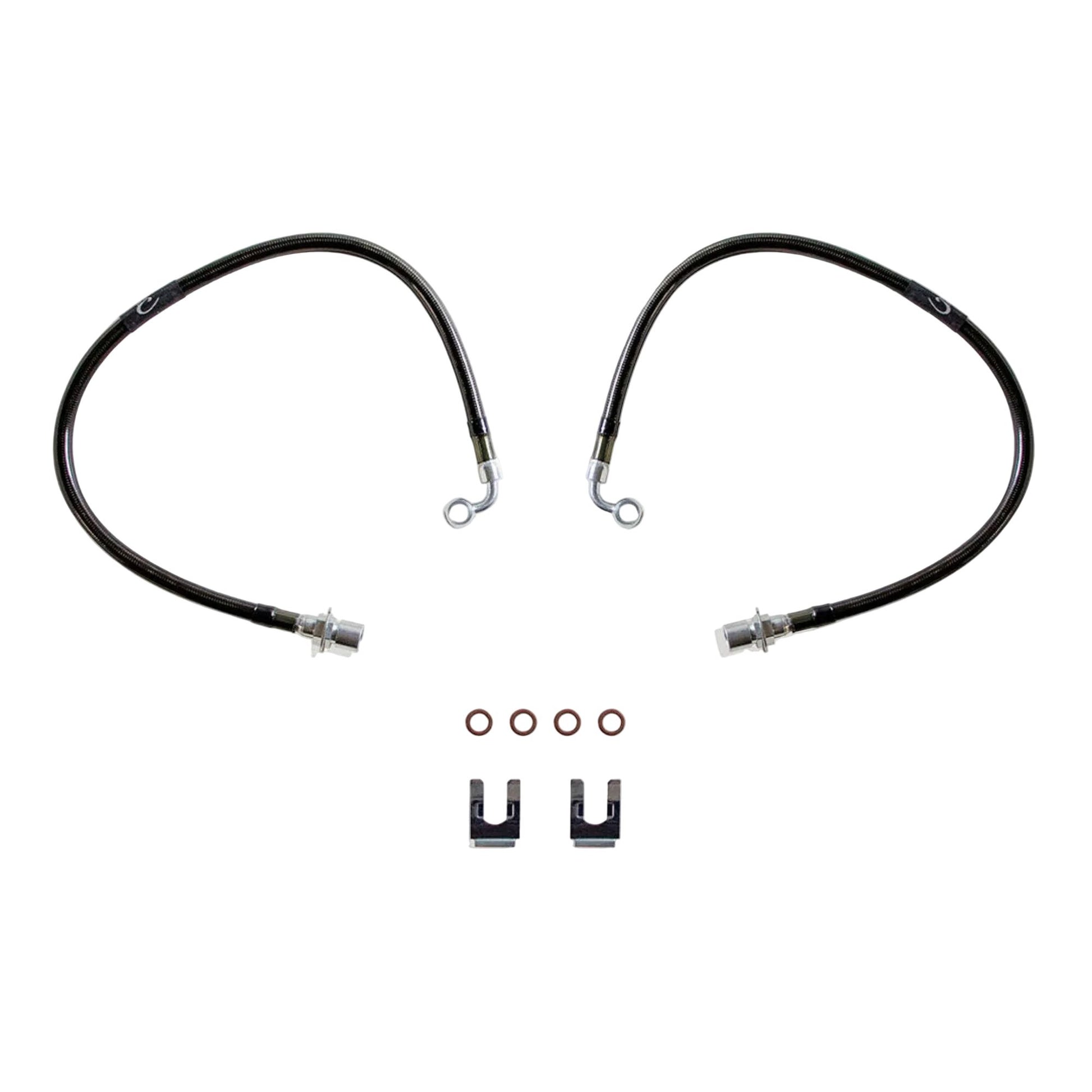 2003-2008 Ram 2500 3500 2WD stainless braided brake hoses | Ram 1500 Mega Cab MaxTrac 23.5 inch extended brake lines | DOT compliant front brake hoses for MaxTrac lift spindles | MaxTrac five layer stainless braided Ram brake lines