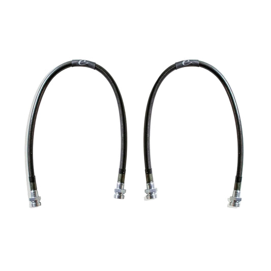 2007-2021 Tundra 2WD stainless braided brake hoses | MaxTrac 20 inch front brake lines for Tundra lift spindles | DOT compliant Toyota Tundra extended brake line pair | MaxTrac five layer stainless braided front brake hoses
