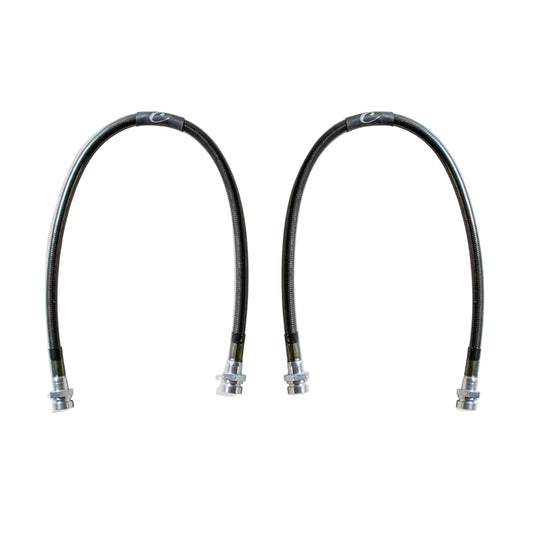 2005-2023 Tacoma 6-lug 2WD stainless braided brake hoses | MaxTrac 17 inch front brake lines for Tacoma lift spindles | DOT compliant Toyota Tacoma extended brake line pair | MaxTrac five layer stainless braided front brake hoses