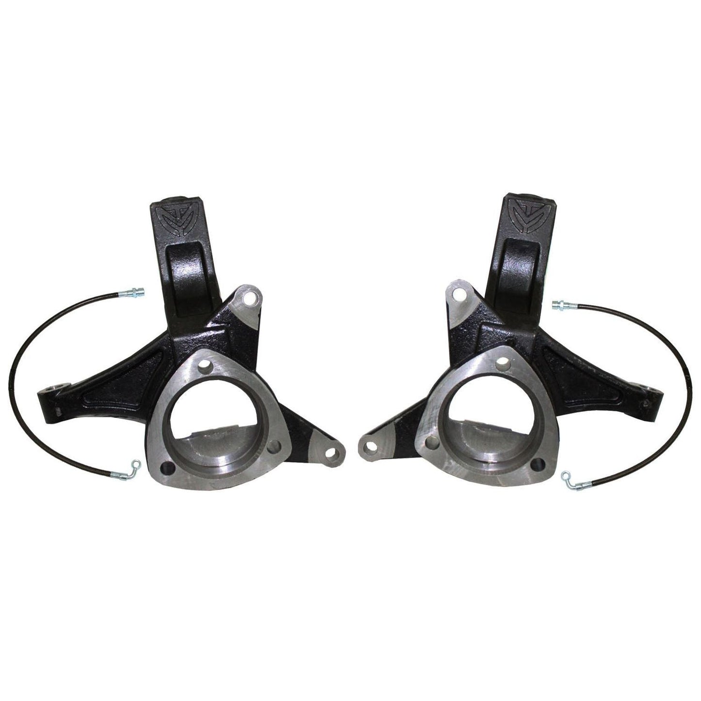 MaxTrac 701345 4.5-inch lift spindles with brake lines for 2007-2014 Chevy Tahoe/Suburban 1500, Yukon, and GM SUVs with cast steel suspension.