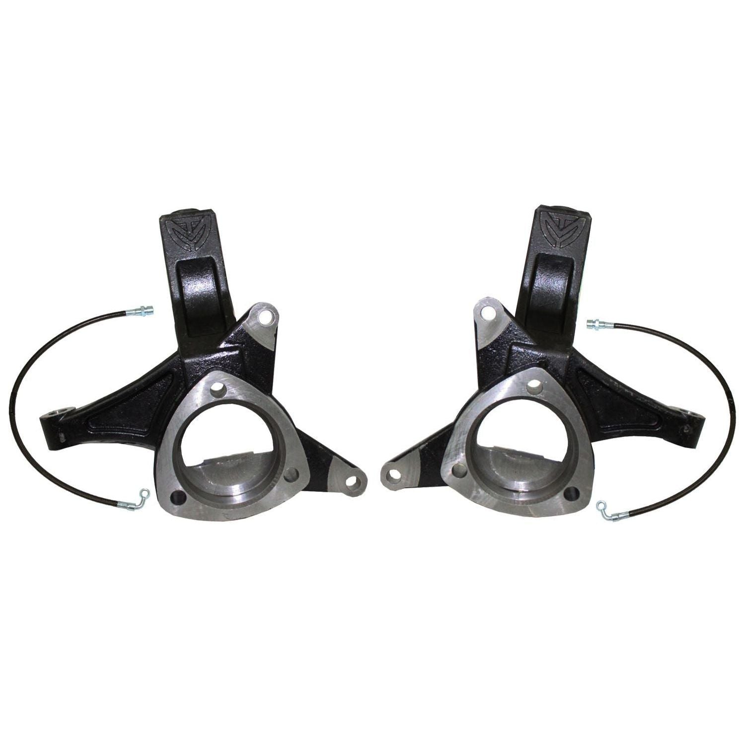 MaxTrac 701345 4.5-inch lift spindles with brake lines for 2007-2014 Chevy Tahoe/Suburban 1500, Yukon, and GM SUVs with cast steel suspension.