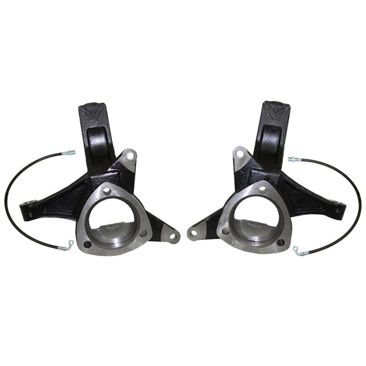 MaxTrac 701345 4.5-inch lift spindles with brake lines for 2007-2014 Chevy Tahoe/Suburban 1500, Yukon, and GM SUVs with cast steel suspension.