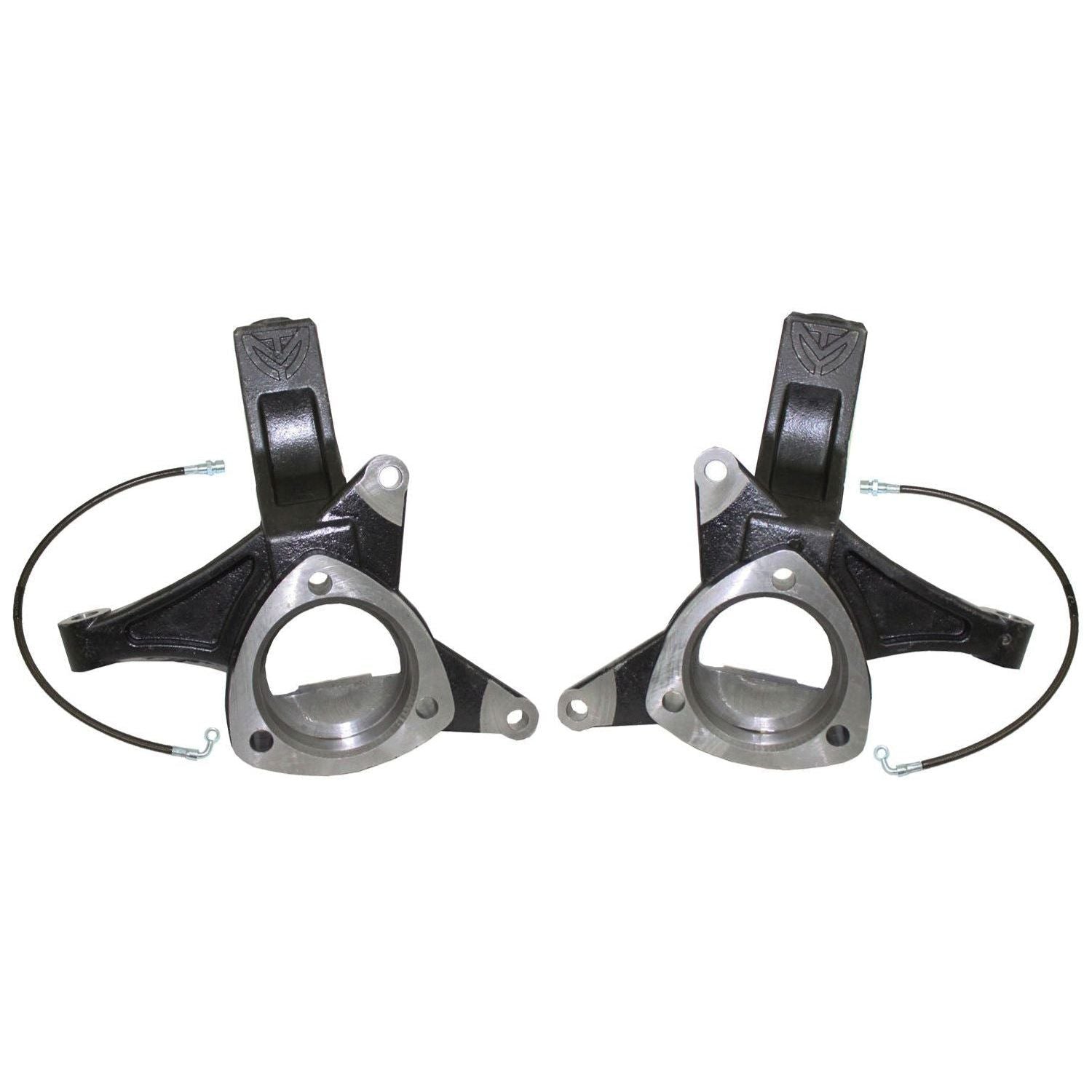 MaxTrac 701550 5" lift spindles with extended brake lines for Silverado/Sierra 1500 2WD with stamped or aluminum control arms.