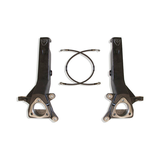 Nissan Titan front lift spindle kit with brake lines | MaxTrac Titan spindle lift clears 33 inch tires | 2004-2024 Nissan Titan 2WD suspension lift spindles