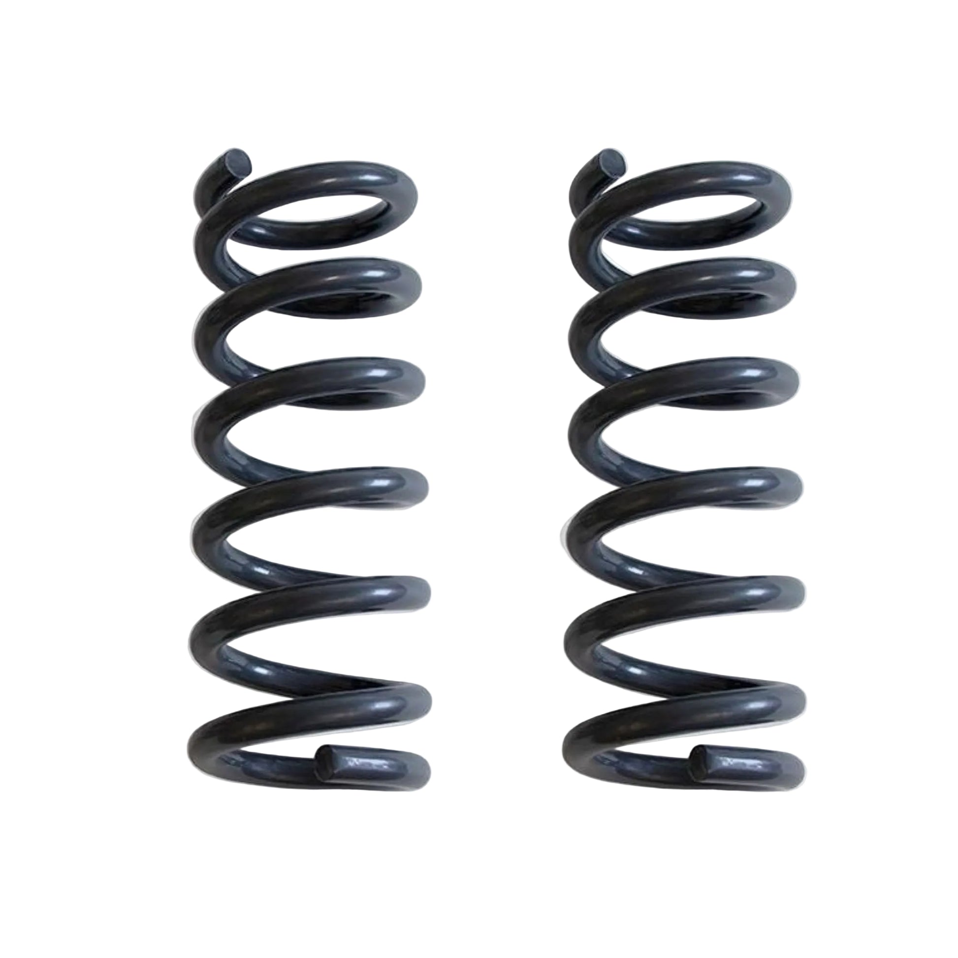 Hot wound steel springs MaxTrac 750920-8 2-inch front lift coil springs for 1999-2006 Chevy Silverado and GMC Sierra 1500 V8 2WD, grey powder-coated finish.