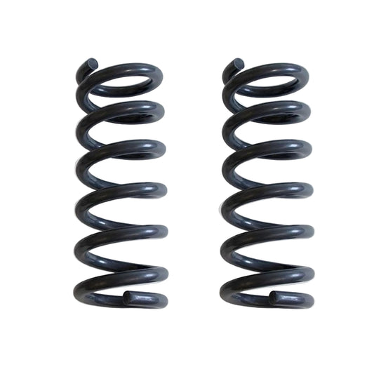 Hot wound steel springs MaxTrac 750920-8 2-inch front lift coil springs for 1999-2006 Chevy Silverado and GMC Sierra 1500 V8 2WD, grey powder-coated finish.