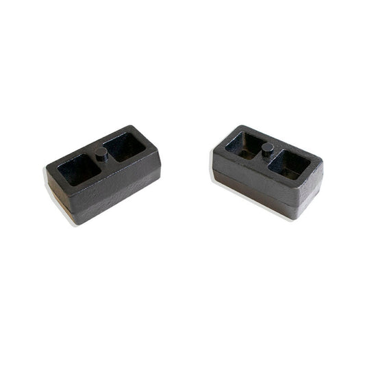 Steel rear lift blocks with 2 degree taper | MaxTrac black powder coated lift blocks | Rear suspension lift blocks for trucks | Heavy duty 2 inch steel lift blocks