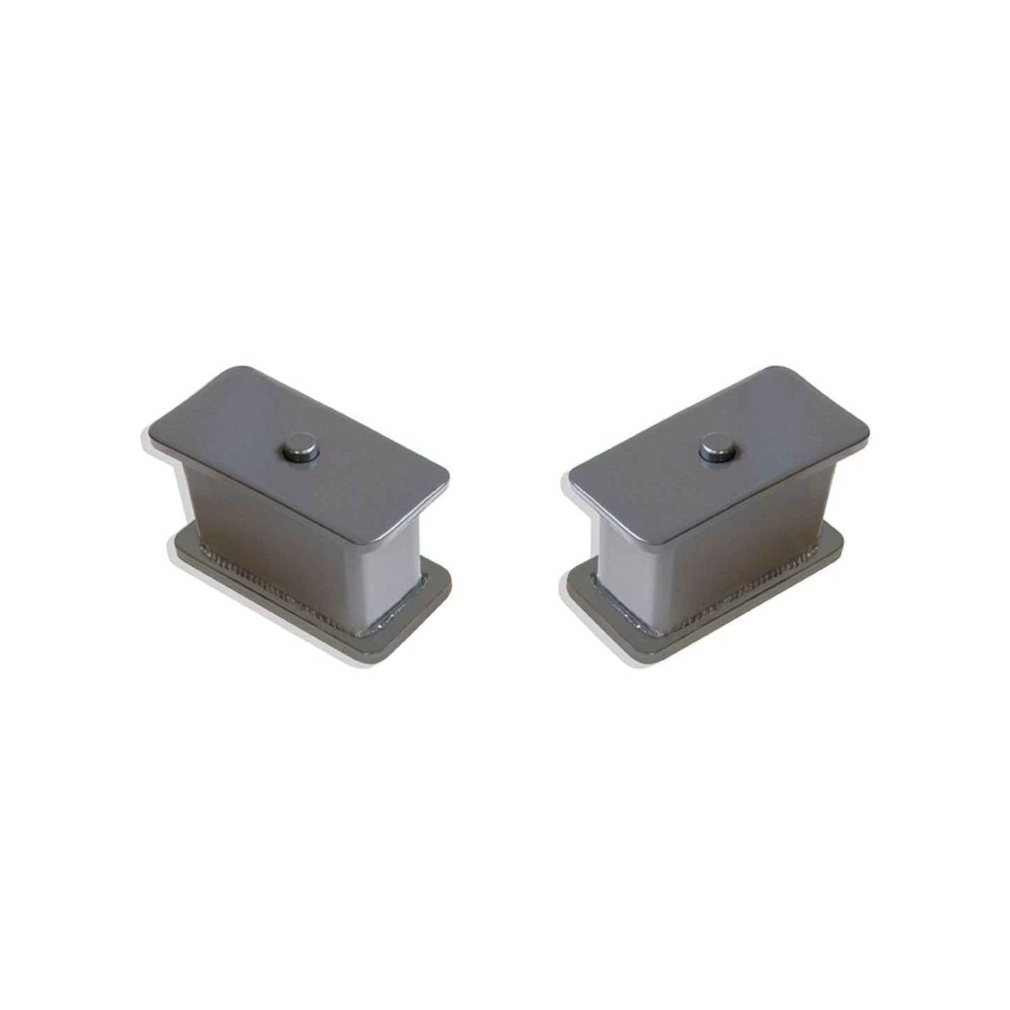 MaxTrac 810030 3-inch fabricated steel rear lift blocks with 3° taper, grey powder-coated finish.