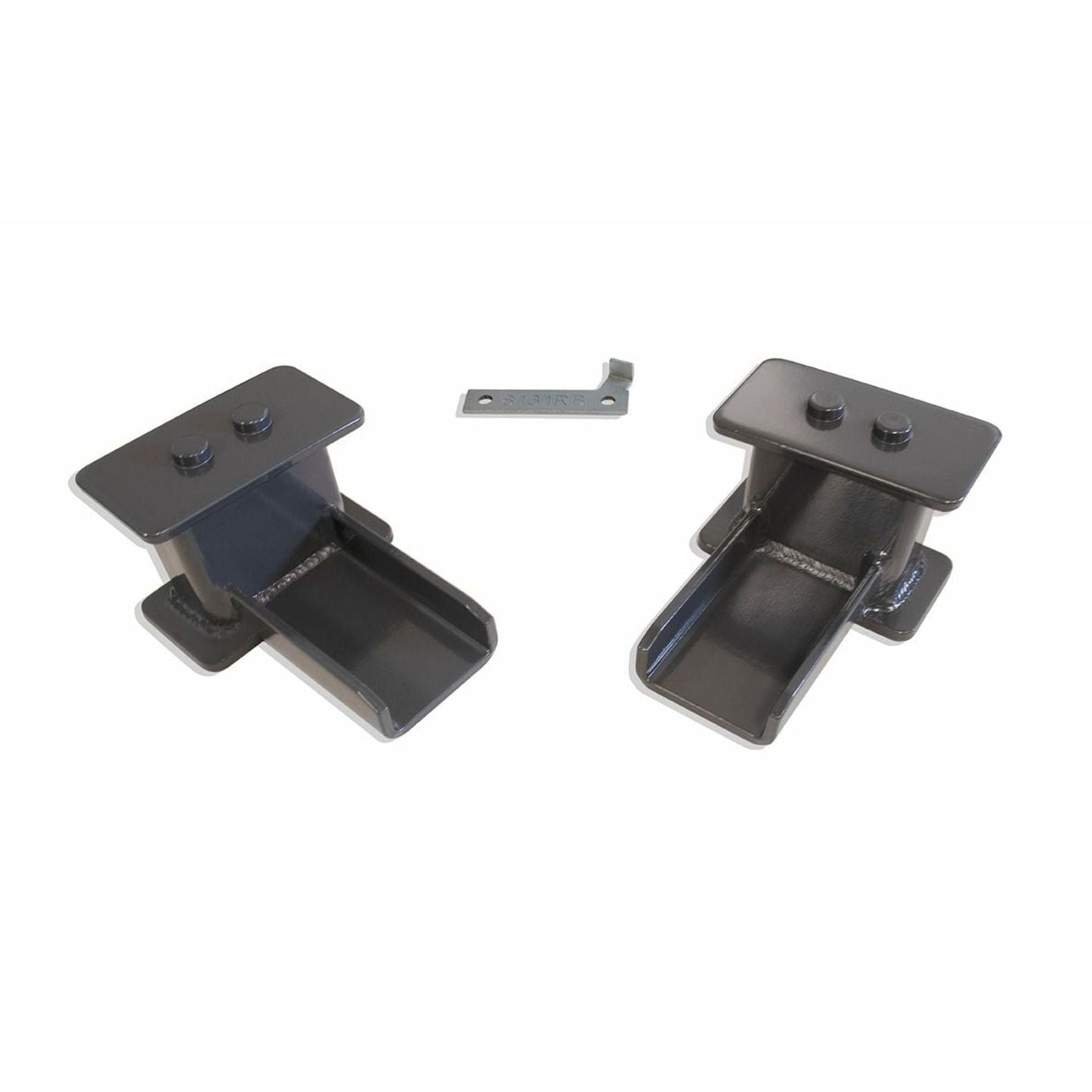 F150 rear suspension lift blocks with striker plate | Fabricated steel rear lift blocks for 2004-2026 F150 | MaxTrac grey powder coated F150 lift blocks | Ford F150 4 inch rear lift block kit
