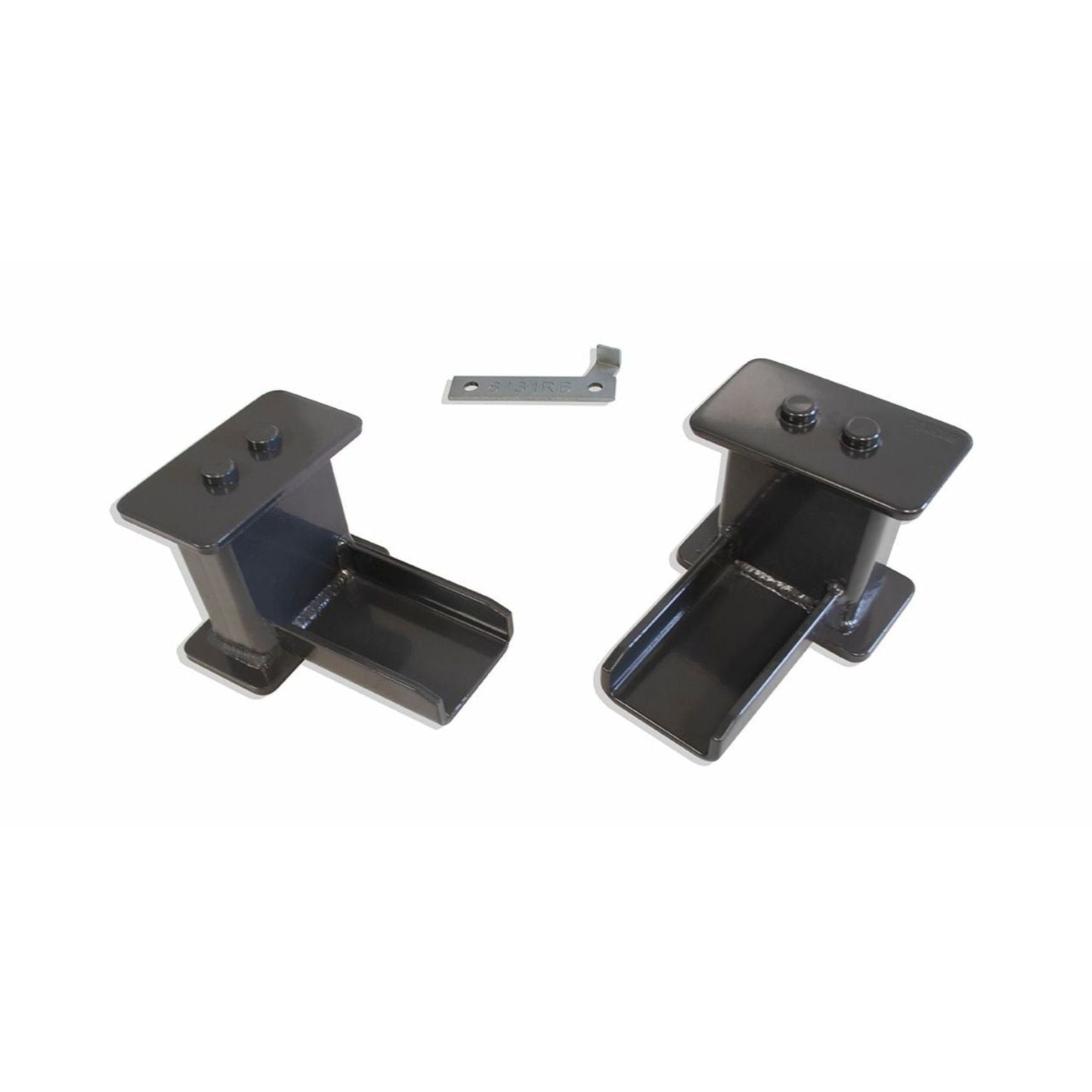 F150 rear suspension lift blocks with striker plate | Fabricated steel rear lift blocks for 2004-2026 F150 | MaxTrac grey powder coated F150 lift blocks | Ford F150 5 inch rear lift block kit