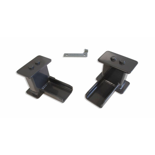 F150 rear suspension lift blocks with striker plate | Fabricated steel rear lift blocks for 2004-2026 F150 | MaxTrac grey powder coated F150 lift blocks | Ford F150 5 inch rear lift block kit
