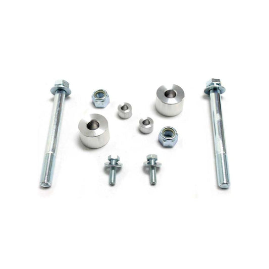 2007-2021 Tundra 4WD billet aluminum diff spacers | Front differential drop and skid plate spacer kit | MaxTrac clear anodized differential drop kit | Toyota Tundra CV angle correction kit