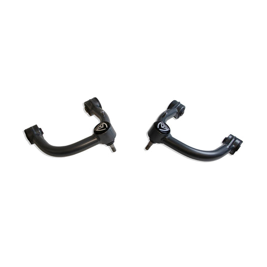 Steel upper control arms with 3 degree caster correction | MaxTrac Tacoma suspension upgrade | Grey powder coated upper control arms | Tacoma front suspension components