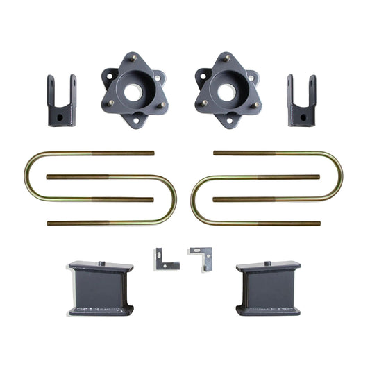 2025-2026 GM 1500 2WD 3 inch front 4 inch rear lift | MaxTrac Adaptive Ride strut spacers and sensor provisions | Silverado Sierra 4 inch rear blocks with shock extenders | MaxTrac 900240MR lift box for 701935
