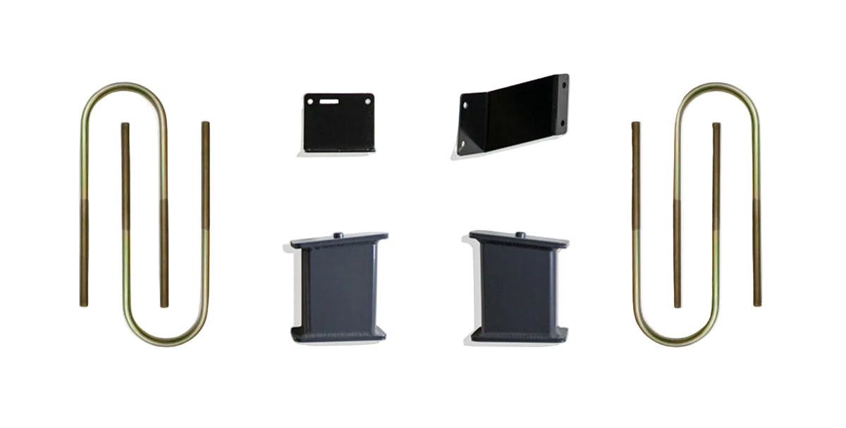2025-2026 GM 1500 Box 5 of 5 lift components | MaxTrac 5 inch rear blocks U-bolts and brake line brackets | Silverado Sierra 7 to 8 inch front lift rear box | MaxTrac 900250 GM 1500 high lift suspension components