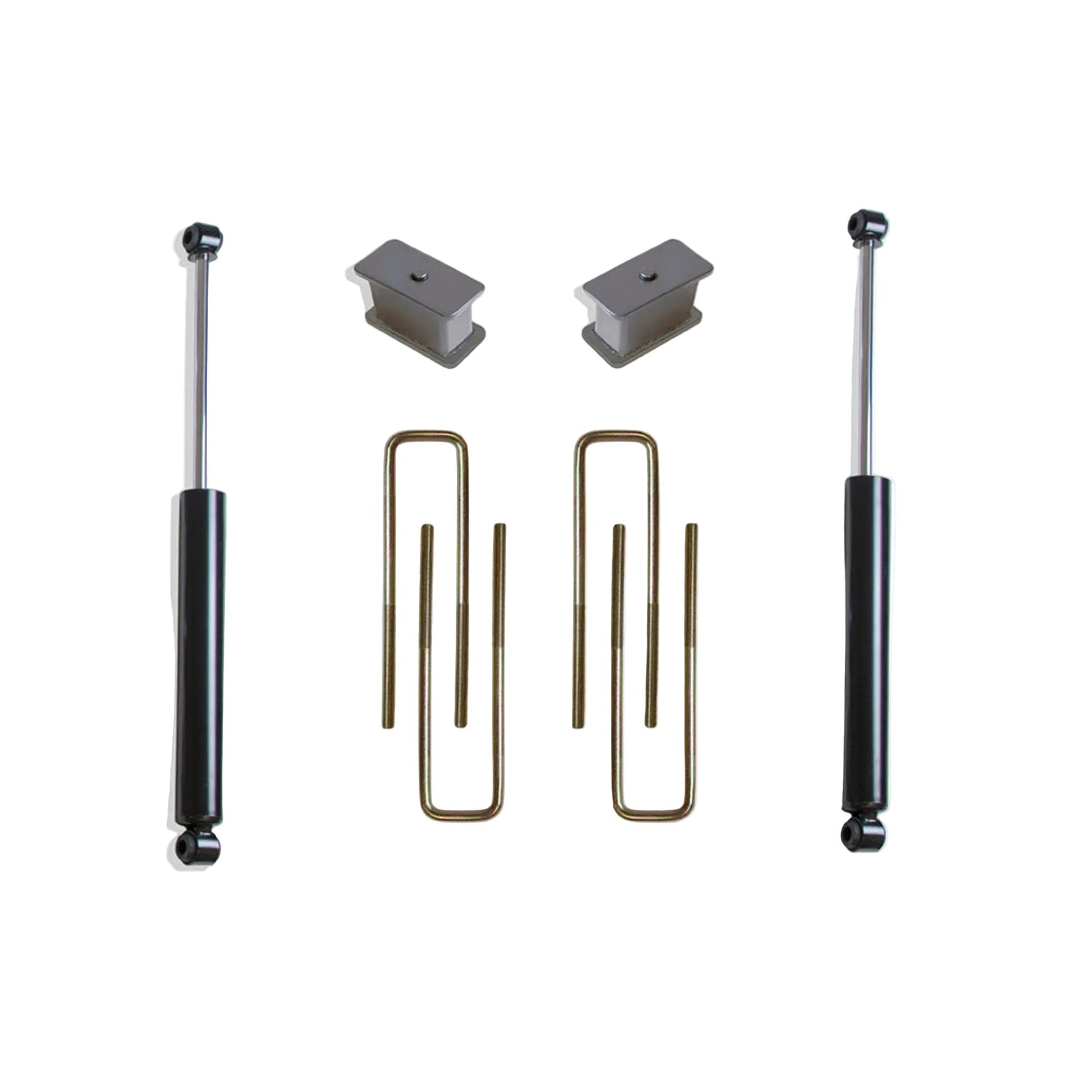 Rear lift blocks U-bolts and MaxTrac rear shocks | Completes 4.5 inch lift | Suspension upgrade | Grey powder coated