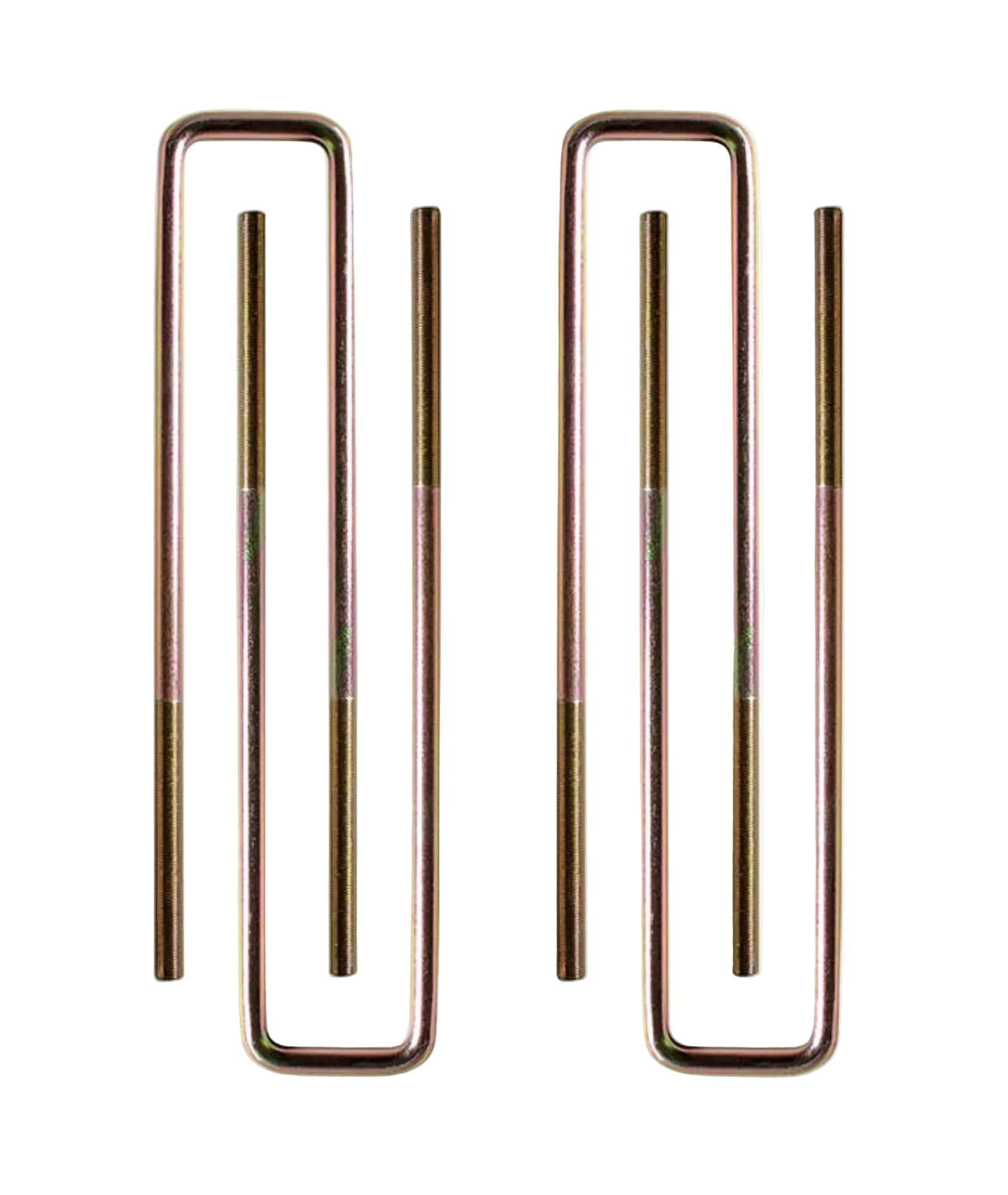 15.5 x 2.625 x 9/16 rear U-bolt set | MaxTrac U-bolts for 6 to 7 inch lift blocks | Chevy GMC 1500 gold zinc plated suspension U-bolts | Silverdo Seirra suspention U bolt set