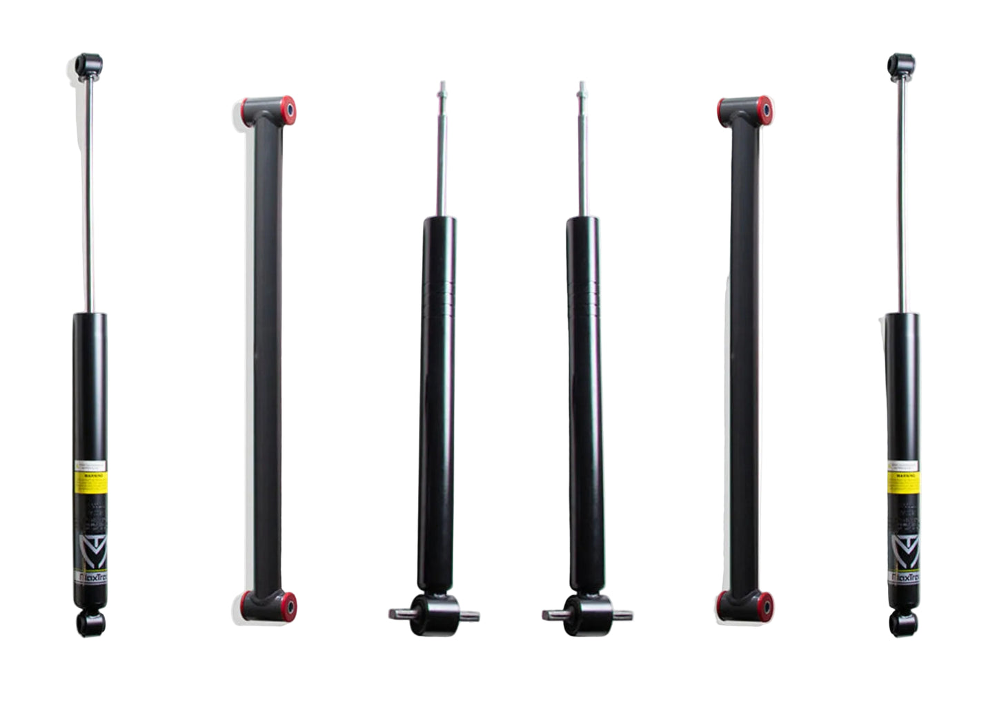 MaxTrac 631971 front struts and 3200LL-4 rear shocks | GM 1500 Box 4 components for 7 to 10 inch suspension lift | 2019-2026 Silverado Sierra kicker bars and brackets | Silverdo Seirra suspention lift strut shock box