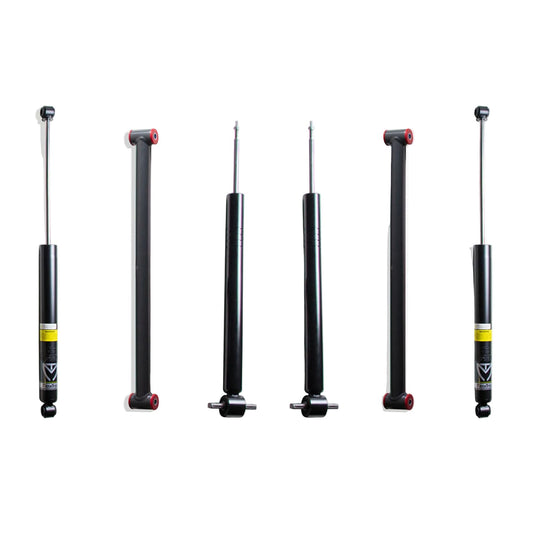 MaxTrac 631971 front struts and 3200LL-4 rear shocks | GM 1500 Box 4 components for 7 to 10 inch suspension lift | 2019-2026 Silverado Sierra kicker bars and brackets | Silverdo Seirra suspention lift strut shock box