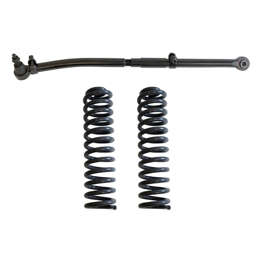 2017-2026 Ford Super Duty 4WD diesel front leveling suspension | MaxTrac F-250 diesel 2.5 inch front coil spring lift | F-350 Super Duty adjustable trac bar and lift coil kit | MaxTrac 943300-6 Ford Super Duty leveling component box