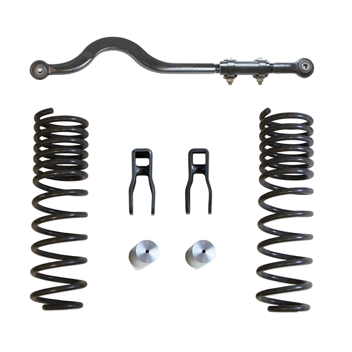 2020-2026 Gladiator front coils and track bar | MaxTrac Gladiator front shock extenders and bump stop extensions | Jeep JT 949942E-1 box 1 of 2 lift components | MaxTrac K949942E front suspension component box