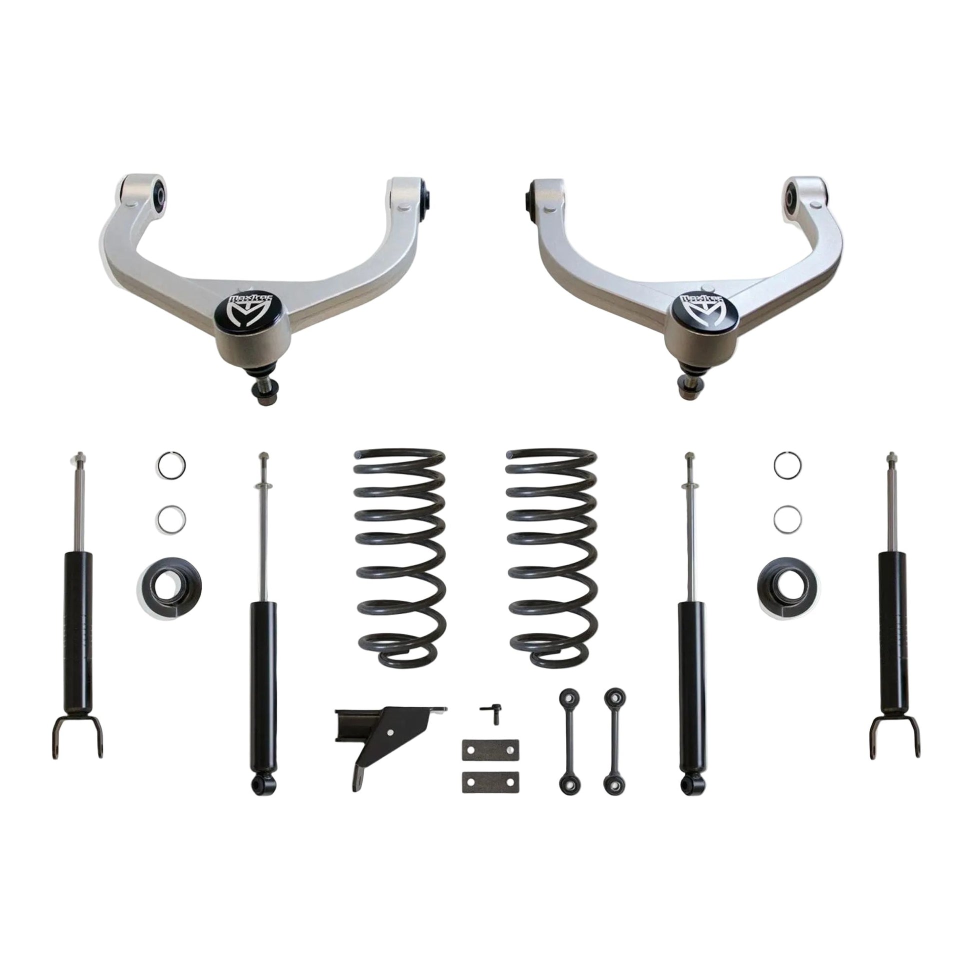 MaxTrac lowering kit with camber correction upper control arms | Ram 1500 2-4 suspension lowering kit | Max Trac K332724A
