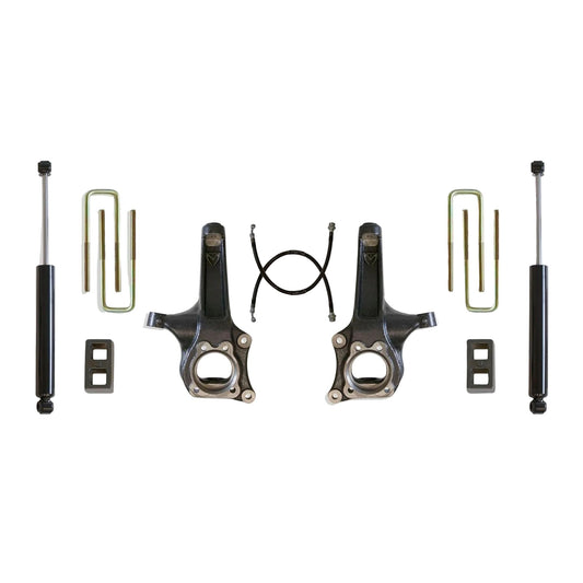 GMC Canyon 2WD lift spindles blocks and shocks | MaxTrac K880442 Colorado Canyon lift kit | Colorado 2WD 4 inch spindle lift suspension