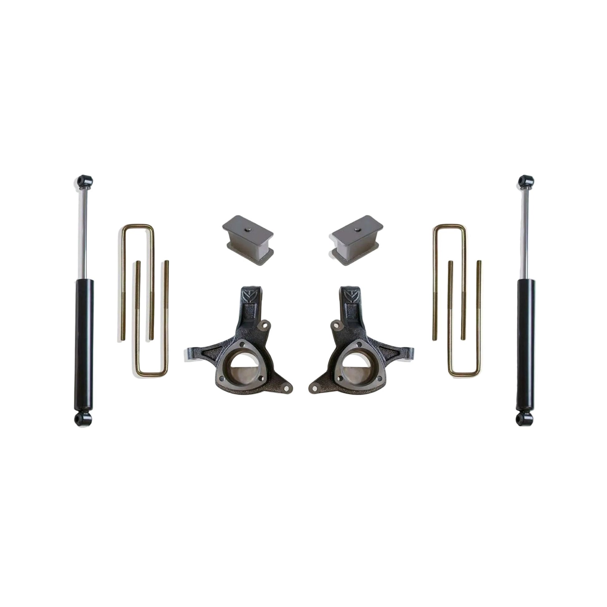 GM 1500 lift spindles for cast steel control arms | MaxTrac K881343 spindle lift kit with rear shocks | Silverado Sierra 1500 2WD 4.5 inch lift