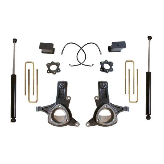MaxTrac Sierra 1500 stamped steel lift kit | Max Trac 7 inch suspension lift with rear shocks | 2016-2018 Silverado Sierra 2WD lift kit