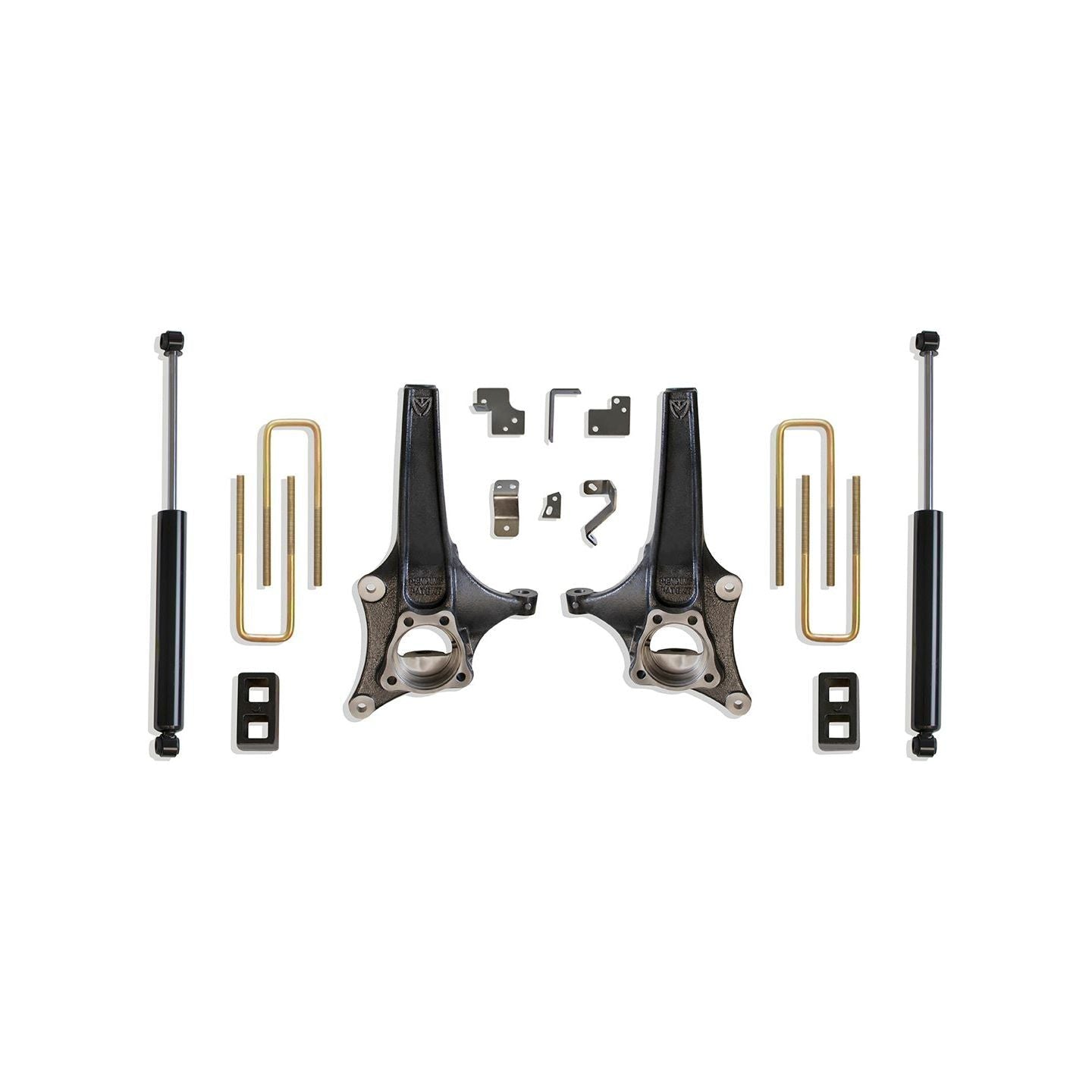 MaxTrac K881932 3.5"/2" Lift Kit for 2019–2024 Chevy Silverado & GMC Sierra 1500 2WD with spindles, lift blocks, U-bolts, and rear shocks