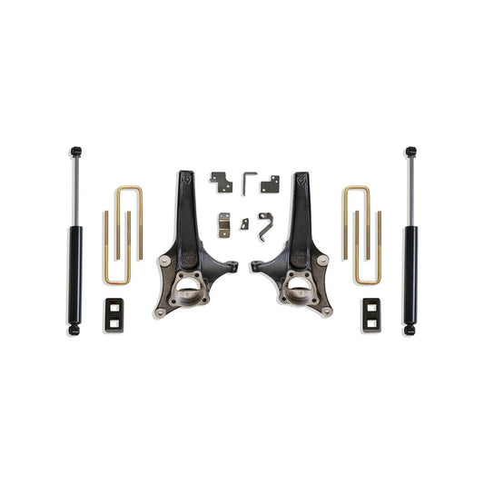 MaxTrac K881932 3.5"/2" Lift Kit for 2019–2024 Chevy Silverado & GMC Sierra 1500 2WD with spindles, lift blocks, U-bolts, and rear shocks
