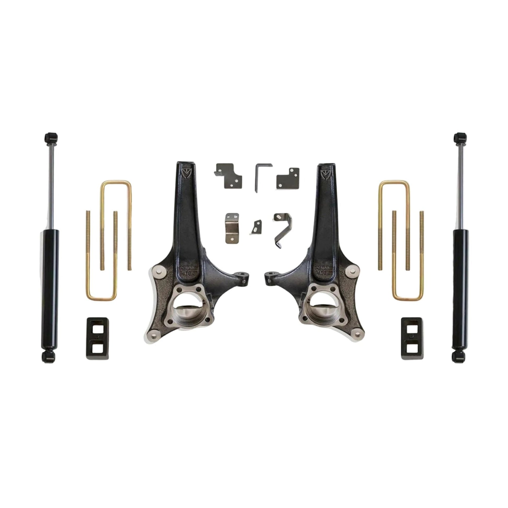 Silverado Sierra 1500 spindle lift with rear blocks | MaxTrac K881932 GM 1500 3.5/2 lift kit | GM 1500 2WD lift kit with MaxTrac rear shocks