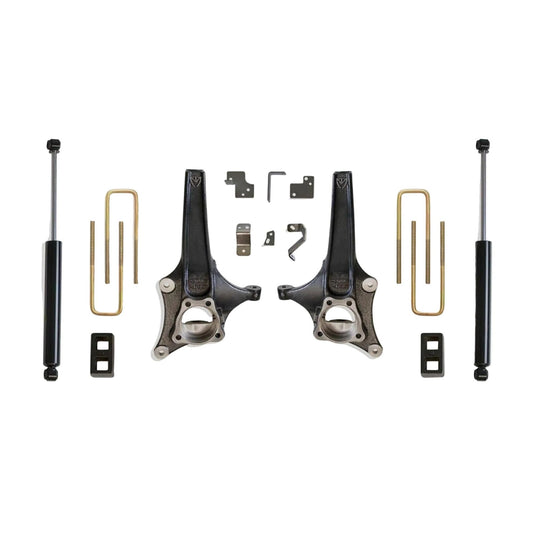 Silverado Sierra 1500 spindle lift with rear blocks | MaxTrac K881932 GM 1500 3.5/2 lift kit | GM 1500 2WD lift kit with MaxTrac rear shocks
