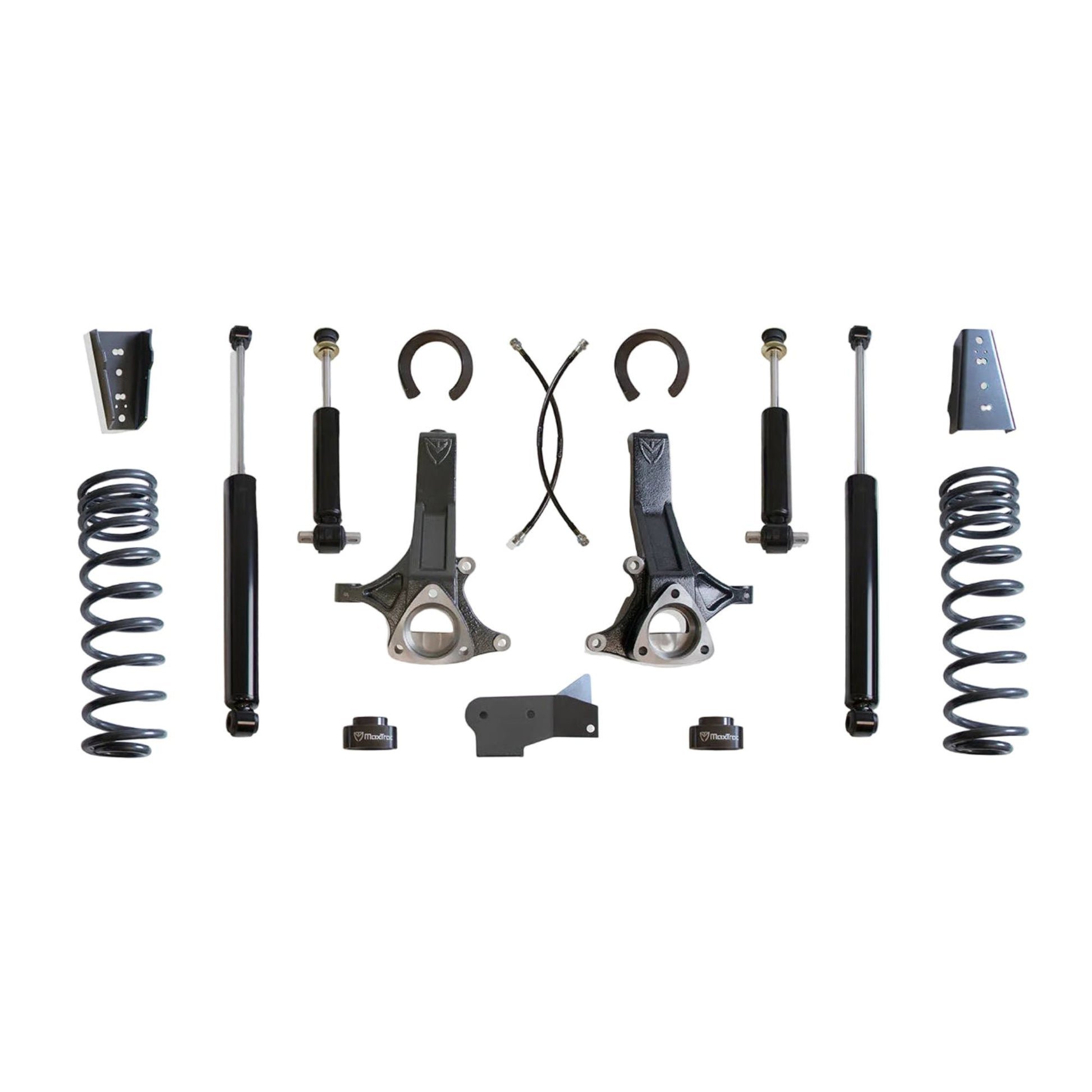 MaxTrac V6 lift kit with spindles rear coils and shocks | Max Trac Ram 1500 5-lug suspension lift | Ram 1500 V6 6.5 inch lift with 37 inch tire clearance
