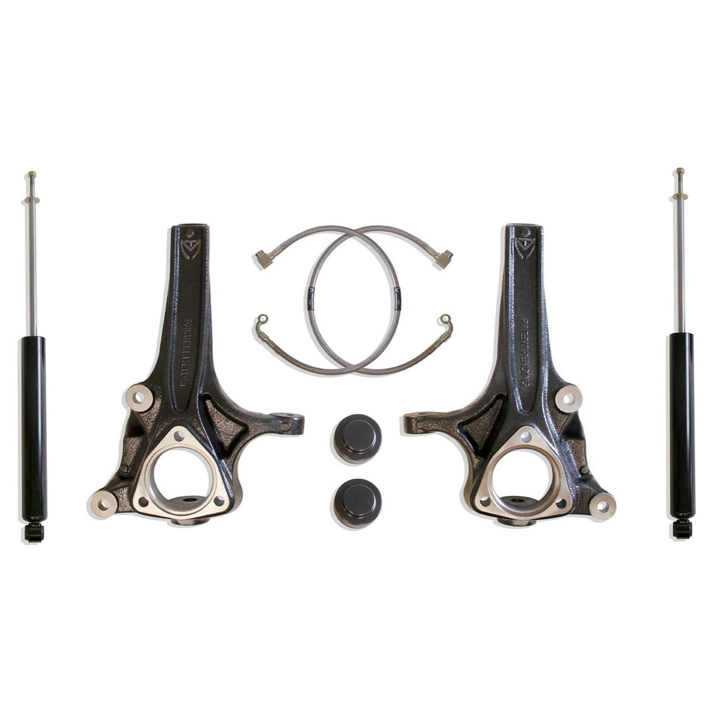 MaxTrac K882741 4" Lift Kit for 2019–2024 Ram 1500 2WD (6-Lug) with spindles, spacers, brake lines, and shocks