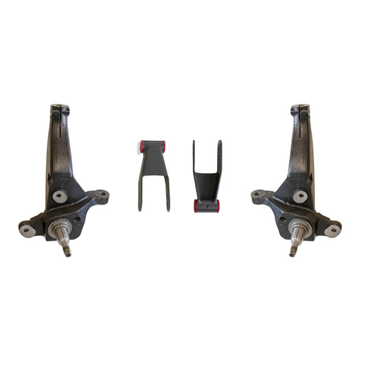 Ford Ranger coil spring lift spindles and rear shackles | MaxTrac K883042B spindle lift for 11.250 inch rotors | 2001-2009 Ranger 2WD 4 inch suspension lift kit