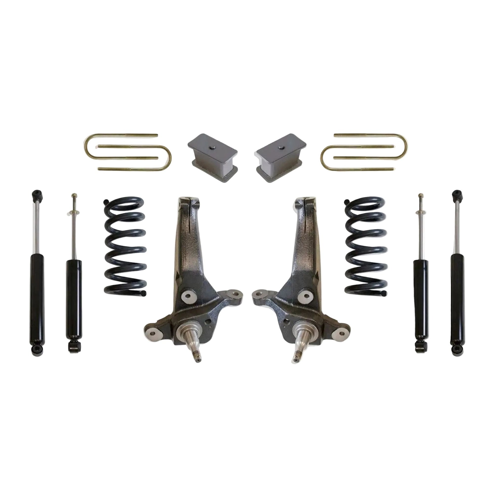 Ford Ranger lift coils spindles blocks U-bolts and shocks | MaxTrac K883063B coil spring Ranger suspension lift | 2001-2009 Ranger 2WD 6 inch lift kit for 32 inch tires