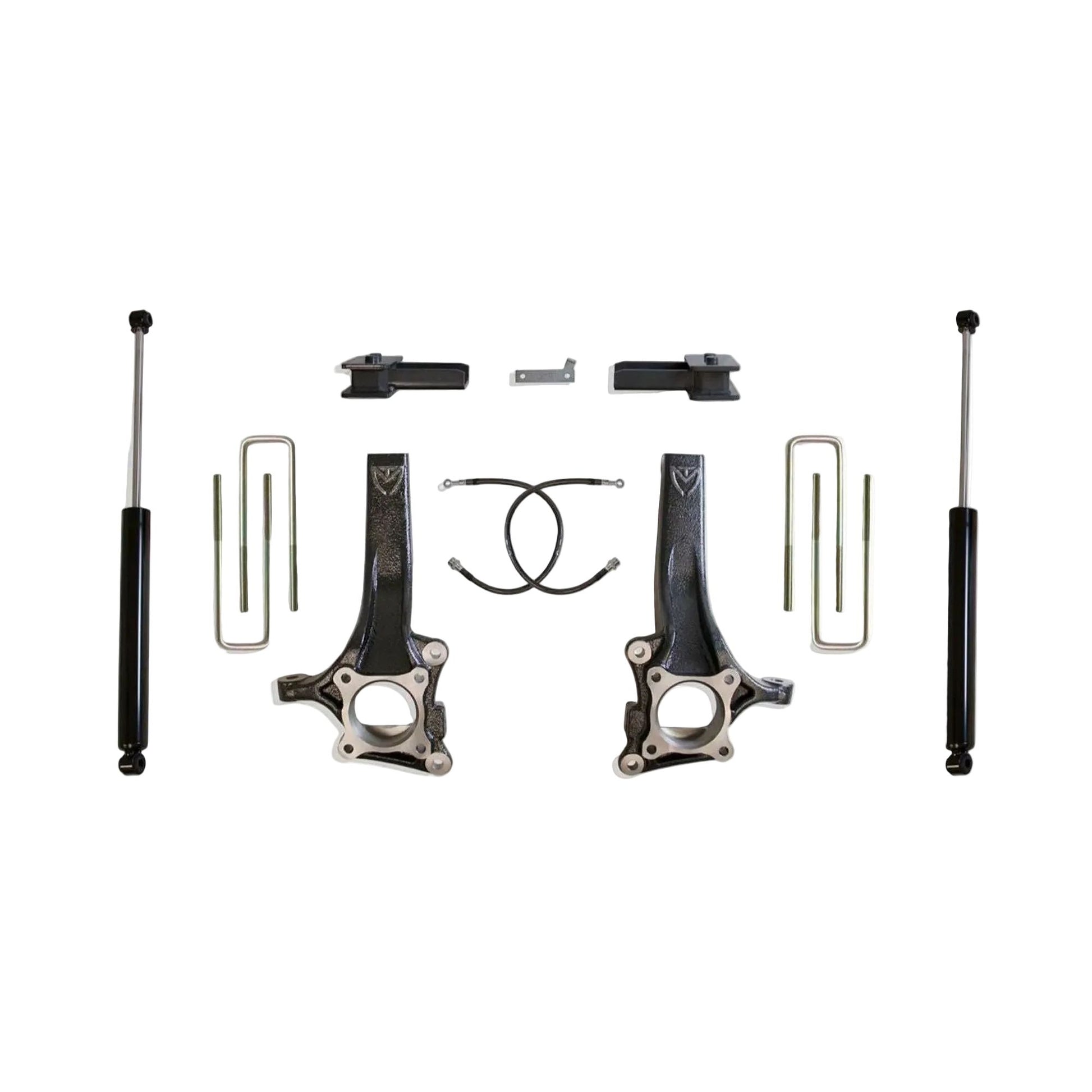 MaxTrac lift kit with spindles brake lines blocks U-bolts and shocks | Max Trac F-150 suspension lift | Ford F-150 4.5 inch lift with 33 inch tire clearance