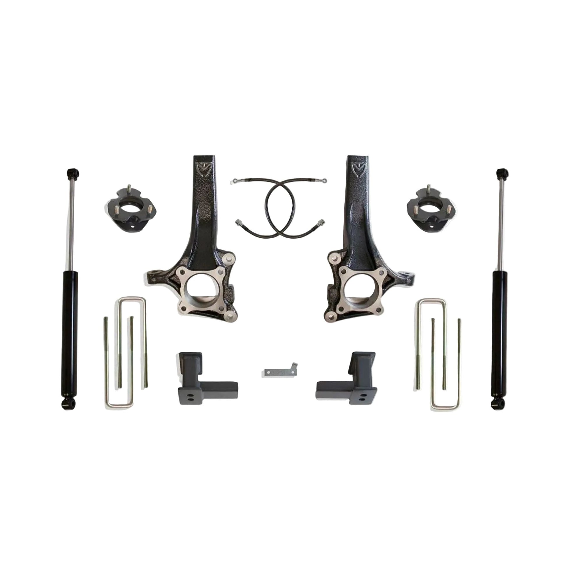 MaxTrac lift kit with spindles spacers blocks U-bolts and shocks | Max Trac F-150 7 inch suspension lift | Ford F-150 lift kit with 35 inch tire clearance
