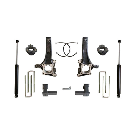 MaxTrac lift kit with spindles spacers blocks U-bolts and shocks | Max Trac F-150 7 inch suspension lift | Ford F-150 lift kit with 35 inch tire clearance