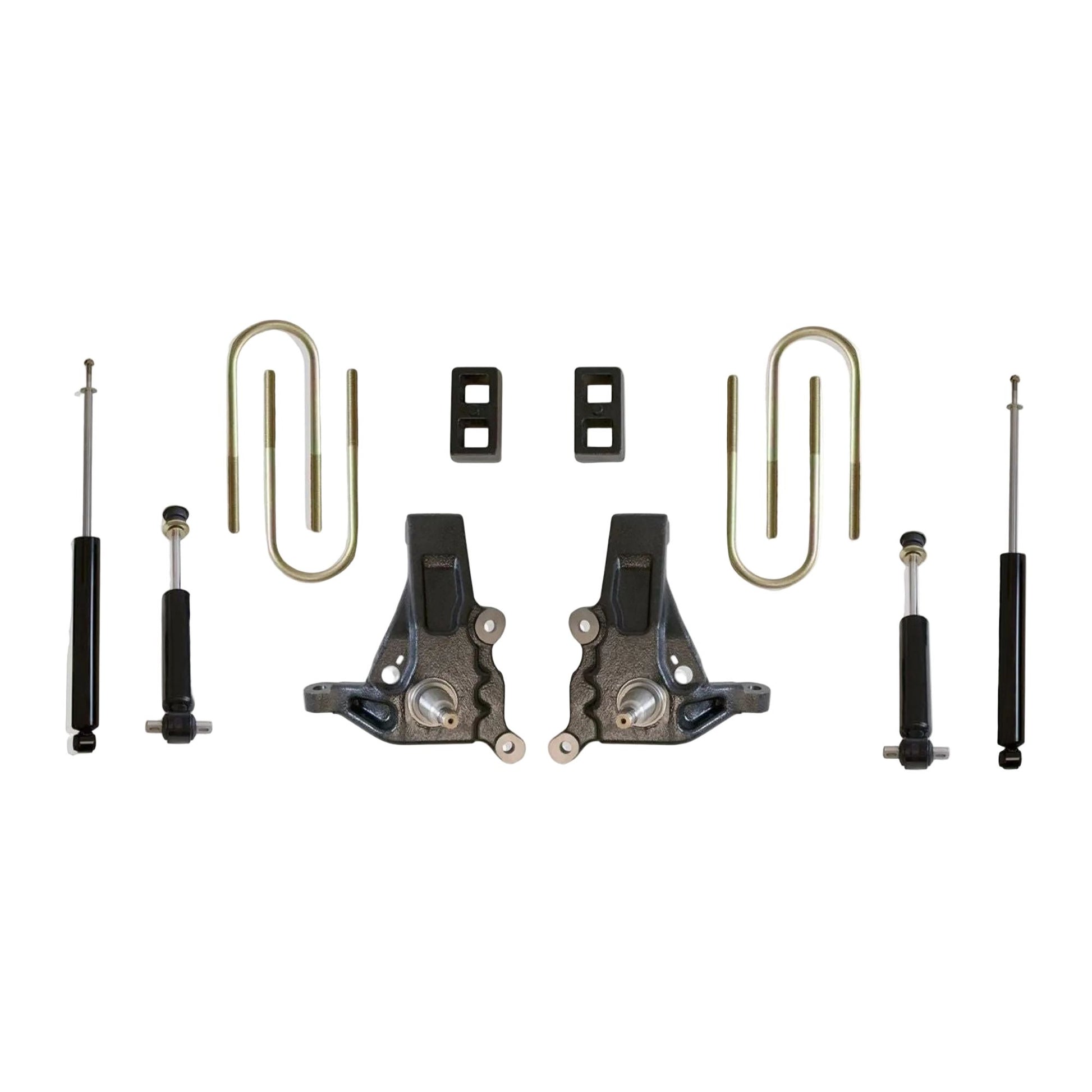 Ford F-150 lift spindles blocks U-bolts and MaxTrac shocks | MaxTrac K883532 F-150 2WD spindle lift kit | 1997-2003 F-150 3.5 inch lift kit for 33 inch tires