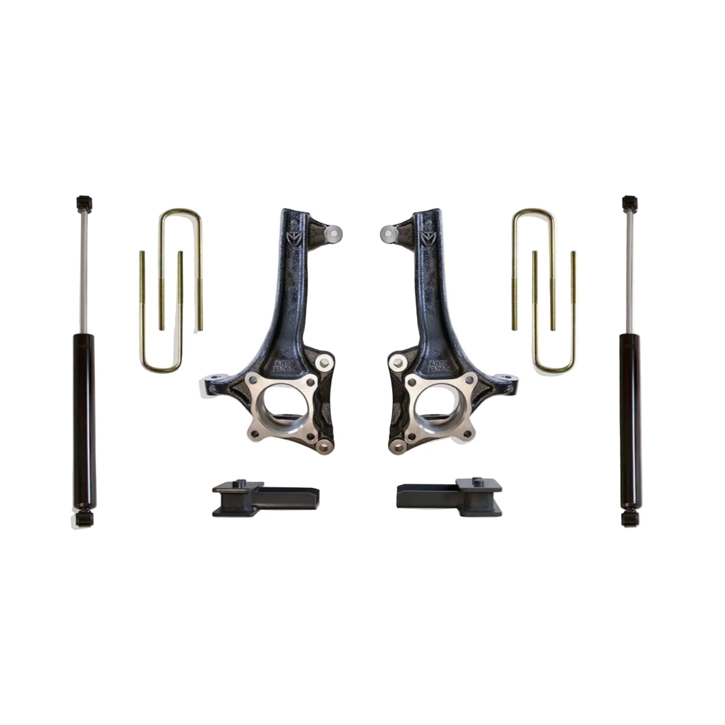 MaxTrac lift kit with spindles blocks U-bolts and rear shocks | Max Trac F-150 suspension lift | Ford F-150 4 inch lift with 33 inch tire clearance