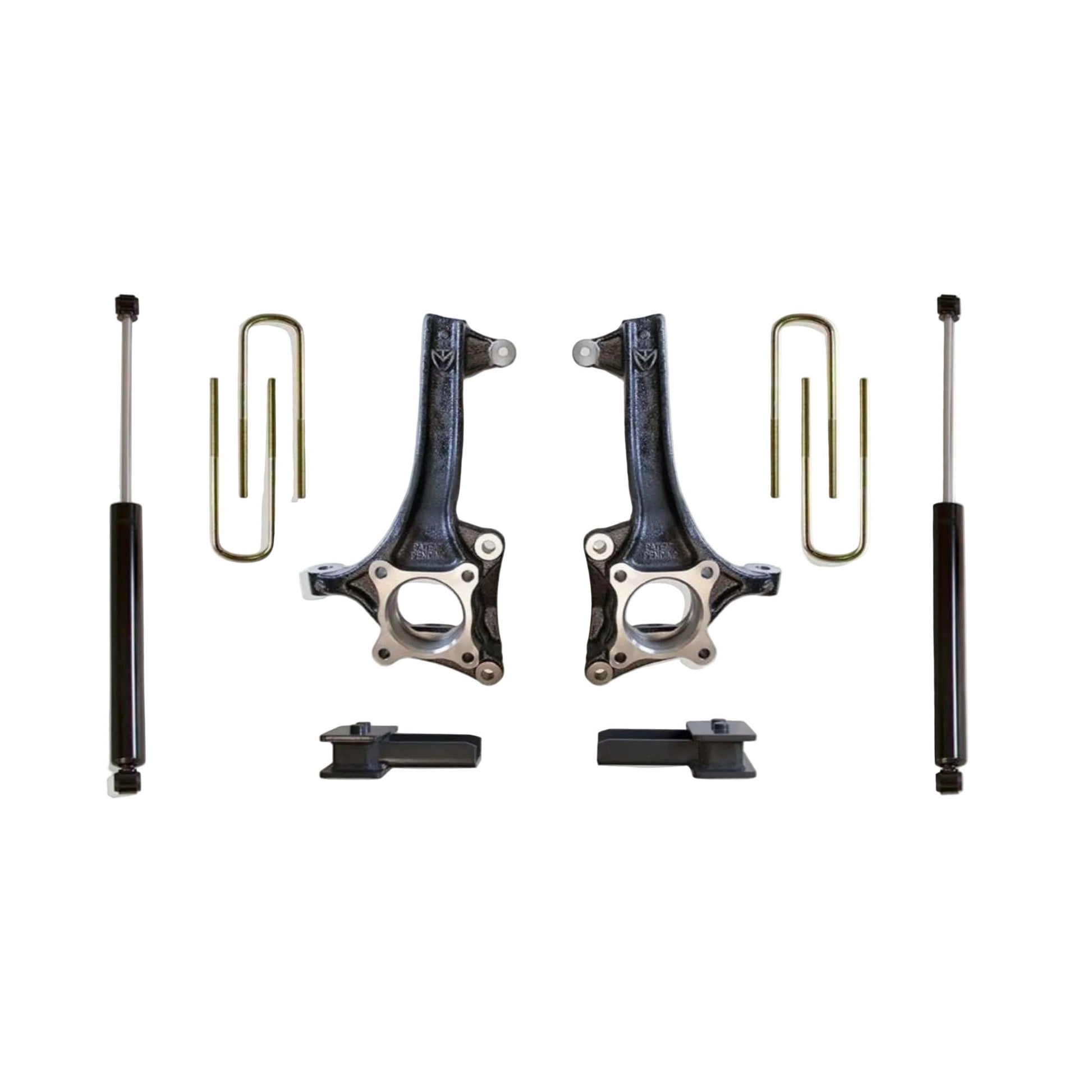 MaxTrac lift kit with spindles blocks U-bolts and rear shocks | Max Trac F-150 suspension lift | Ford F-150 4 inch lift with 33 inch tire clearance